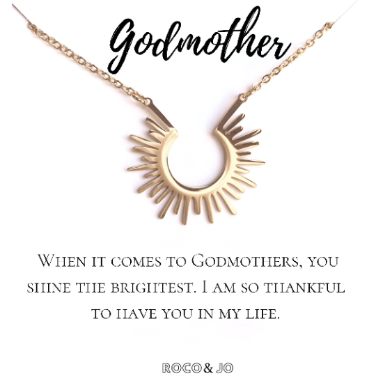 Godmother Gift Pendant Necklace Baptism Gift Roco Jo