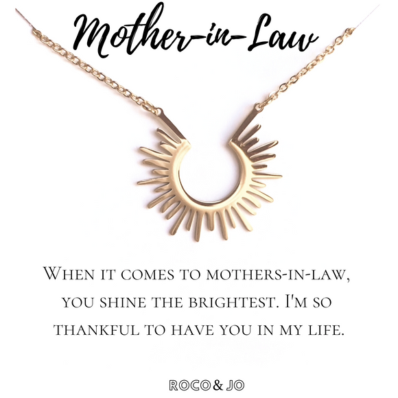 Mother-in-Law Sunshine Pendant Necklace - Mother of the Groom Wedding Day Gift