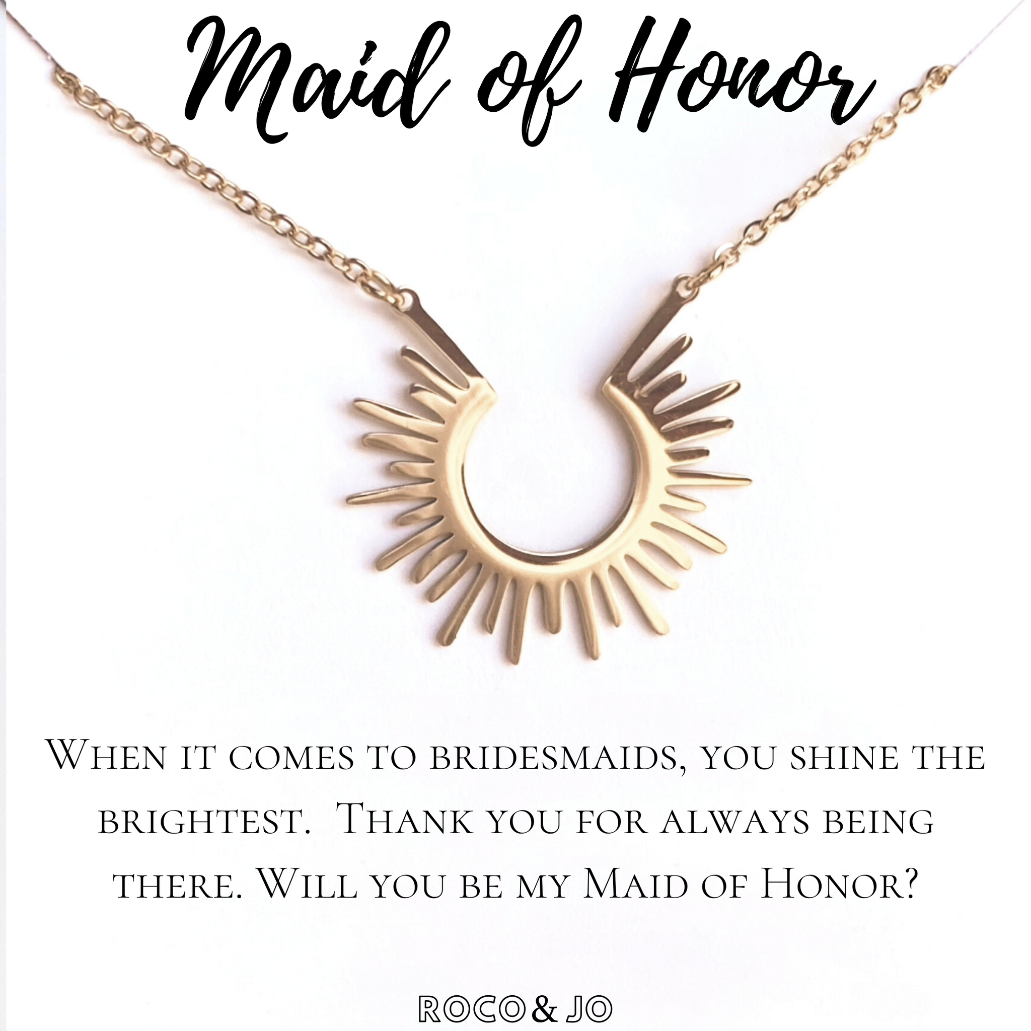 Maid of Honor Sunshine Pendant Necklace MOH Thank You Be my