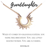 Granddaughter Sunshine Pendant Necklace - You are my sunshine Granddaughter Gift