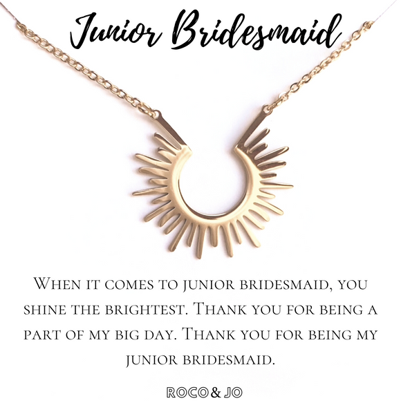 Junior Bridesmaid Sunshine Pendant Necklace - Jr Bridesmaid Thank You - Be my Jr Bridesmaid?